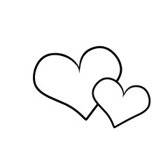 Heart illustration on white background. Black outline. The line in the form of heart. Template for Valentine's Day banners, posters, greeting cards. 