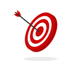 The arrow presses the target button, Focusing on goals, success, successful investment,successful business strategy,targeted investment strategies,icon illustrations and vector
