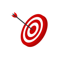 The arrow presses the target button, Focusing on goals, success, successful investment,successful business strategy,targeted investment strategies,icon illustrations and vector