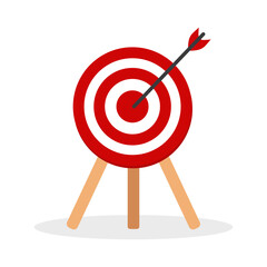 The arrow presses the target button, Focusing on goals, success, successful investment,successful business strategy,targeted investment strategies,icon illustrations and vector