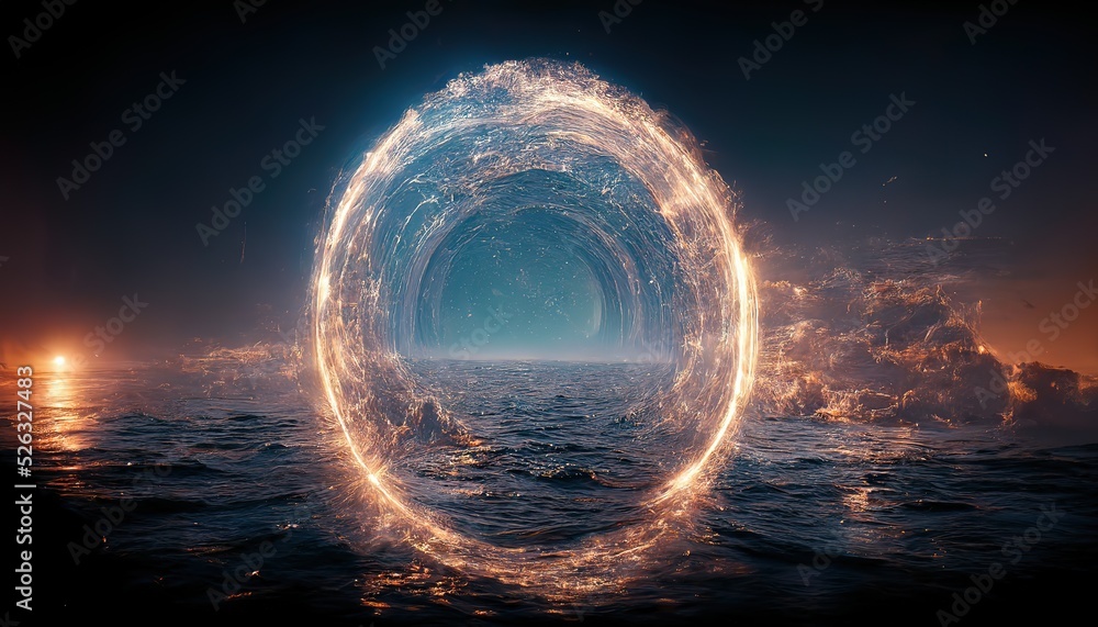 Poster a portal to another dimension opened on the sea surface