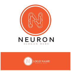 Neuron logo or nerve cell logo design,molecule logo illustration template icon with vector concept