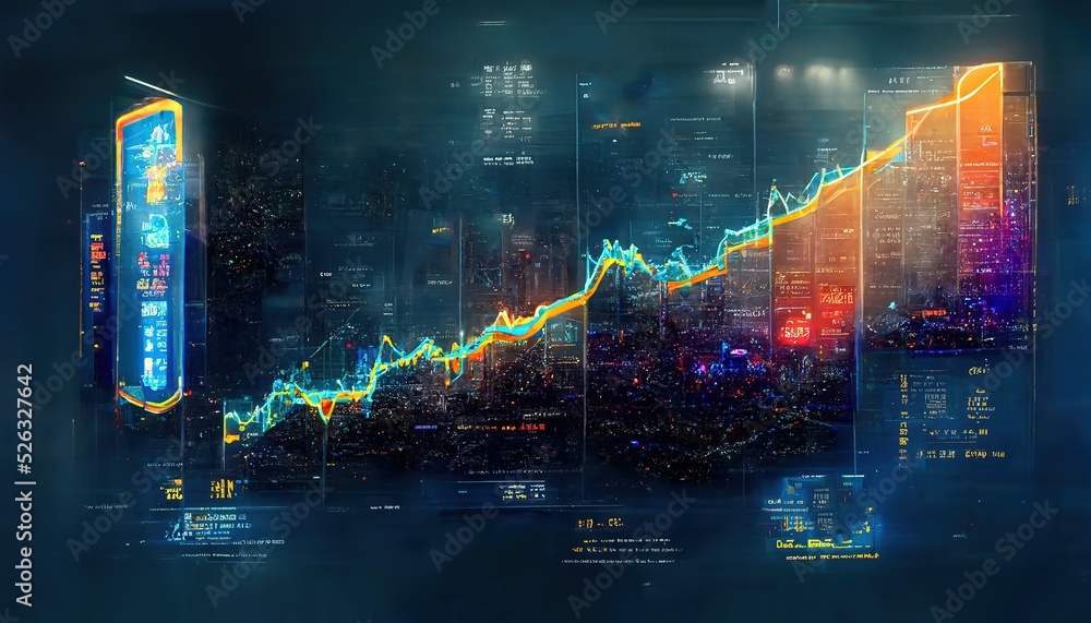 Aufkleber the report graph is drawn on the window through which you can see the night city.