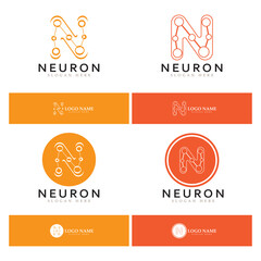 Neuron logo or nerve cell logo design,molecule logo illustration template icon with vector concept