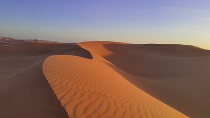 Fototapeta na wymiar sand dune under a sunset in the Algerian Sahara