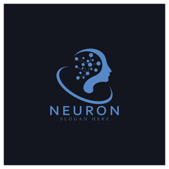 Neuron logo or nerve cell logo design,molecule logo illustration template icon with vector concept