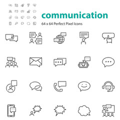 set of communication line icons, social, bubble  speech