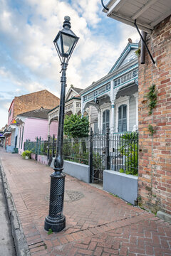 Historical, traditional street lamp post in the French Quarter in New Orleans.