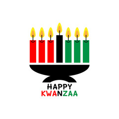 Happy Kwanzaa. Holiday concept with traditional colored candles. Vector illustration.