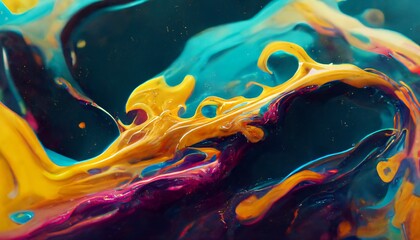 Mixed acrylic liquids, liquid paint abstract background, vibrant and colorful, modern fluid background, fluid art.