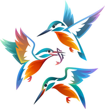 Stylized Kingfishers