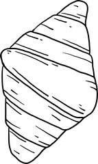 doodle freehand sketch drawing of croissant bread.