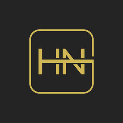Initial HN Letters Square Shape Icon Logo Design.