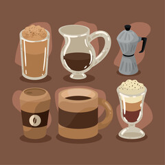 six coffee product icons