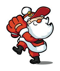 smiling santa claus posing as pitcher