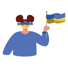 woman waving ukraine flag