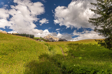 Dolomiti Alps in Alta Badia landscape view