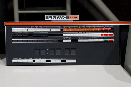 Oslo, Norway. May 01, 2022: Vintage UNIVAC 1108 computer, multiprocessor system at the Oslo Museum of Technology.