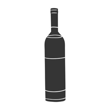 Wine Bottle Icon Silhouette Illustration. Drink Vector Graphic Pictogram Symbol Clip Art. Doodle Sketch Black Sign.