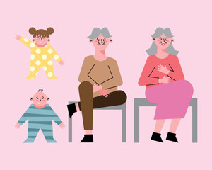 four Korean family members