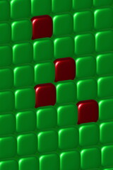 3D image green and cherry squares