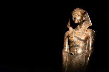 pharaoh egypt statue, exhibition inside indoors eternal life Ancient Symbol death, archaeology black