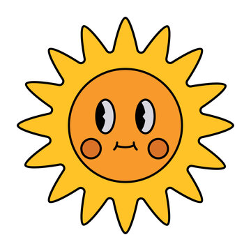 sun cartoon retro character