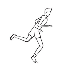 Fototapeta na wymiar Vector illustration of hand drawn runner in action. Sport concept