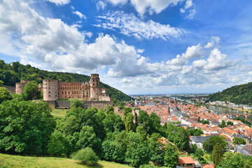 Fototapeta na wymiar Heidelberg, Germany - Historic Heidelberg castle and old city center