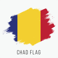 Chad Vector Flag. Chad Flag for Independence Day. Grunge Chad Flag. Chad Flag with Grunge Texture. Vector Template.