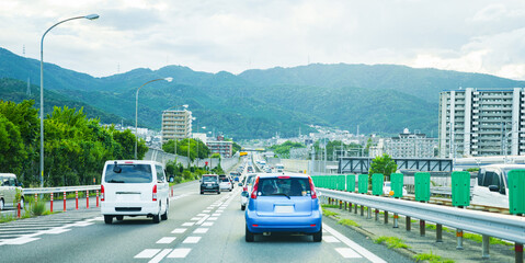 渋滞　高速道路　イライラ　【 交通 イメージ 】