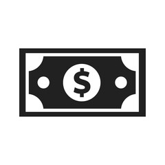 Vector dollar bank note and coin, icon illustrations and vector