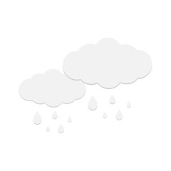 Rainy icons, sky filled with cartoon clouds and lightning.