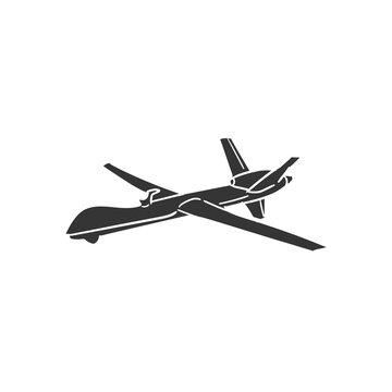 War Drone Icon Silhouette Illustration. Army Vector Graphic Pictogram Symbol Clip Art. Doodle Sketch Black Sign.
