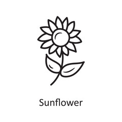 Sunflower vector Outline Icon Design illustration. Nature Symbol on White background EPS 10 File