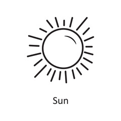 Sun vector Outline Icon Design illustration. Nature Symbol on White background EPS 10 File