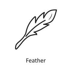 Feather vector Outline Icon Design illustration. Nature Symbol on White background EPS 10 File