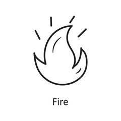Fire vector Outline Icon Design illustration. Nature Symbol on White background EPS 10 File