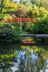 Red Garden Bridge And Pond 3