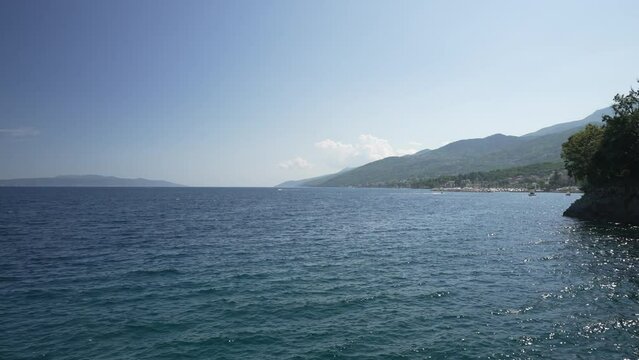 Adriatic Sea and coastline towards Lovran, Lovran, Eastern Istria