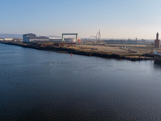 Fototapeta na wymiar The view of the old industrial area of the River Tees at Middlesbrough