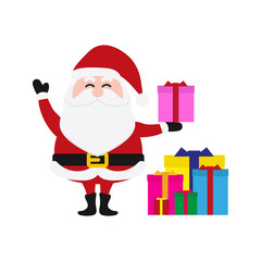 Santa Clauses set for christmas,Collection of Christmas Santa Claus. Merry christmas, Merry christmas santa claus with many gifts and merry christmas snowy.vector illustration and icon