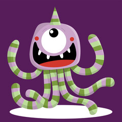 One eyed octopus monster illustration