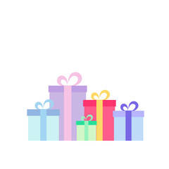 Happy birthday party, birthday party, colorful gift box at party, flat vector illustration and icon