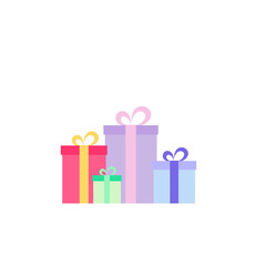 Happy birthday party, birthday party, colorful gift box at party, flat vector illustration and icon