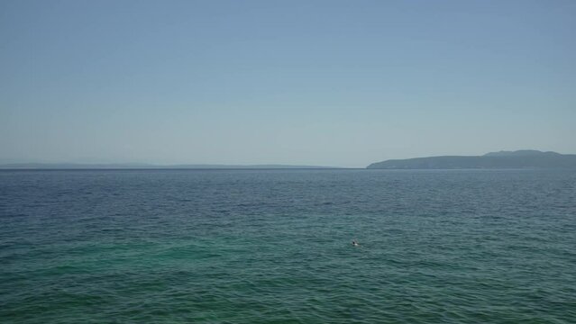 Cres Island and Adriatic Sea and Lovran village, Lovran, Eastern Istria