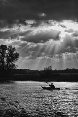 Canoe on river.