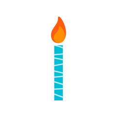 Happy birthday, birthday party, birthday candles colorful flat vector illustration and icon