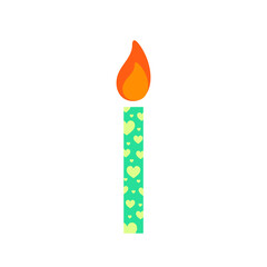 Happy birthday, birthday party, birthday candles colorful flat vector illustration and icon