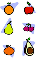 Illustrative icons of various fruits